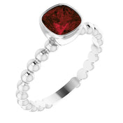 Sterling Silver Natural Mozambique Garnet Family Stackable Ring