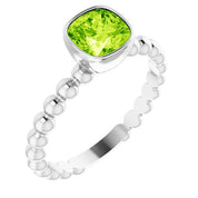 14K White Natural Peridot Family Stackable Ring