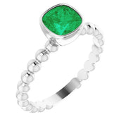 Sterling Silver Lab-Grown Emerald Family Stackable Ring