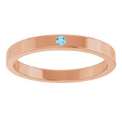 14K Rose Natural Aquamarine Family Stackable Ring