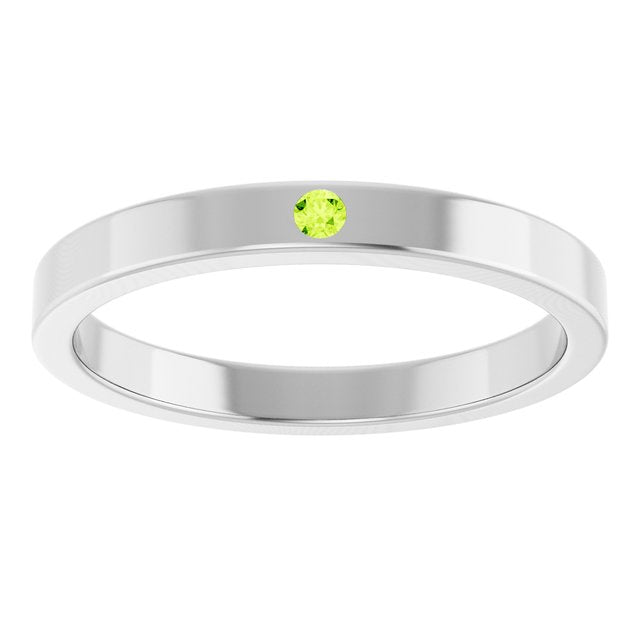 Sterling Silver Natural Peridot Family Stackable Ring