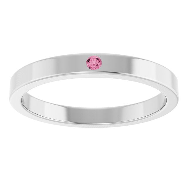Sterling Silver Natural Pink Tourmaline Family Stackable Ring