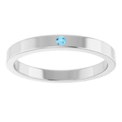 14K White Natural Aquamarine Family Stackable Ring