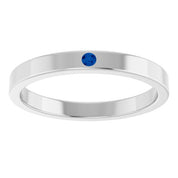 14K White Natural Blue Sapphire Family Stackable Ring