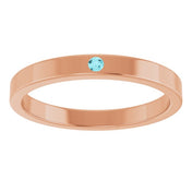 14K Rose Natural Blue Zircon Family Stackable Ring