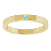 14K Yellow Natural Blue Zircon Family Stackable Ring