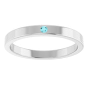 14K White Natural Blue Zircon Family Stackable Ring