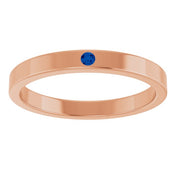 14K Rose Natural Blue Sapphire Family Stackable Ring