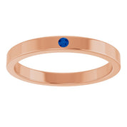14K Rose Natural Blue Sapphire Family Stackable Ring