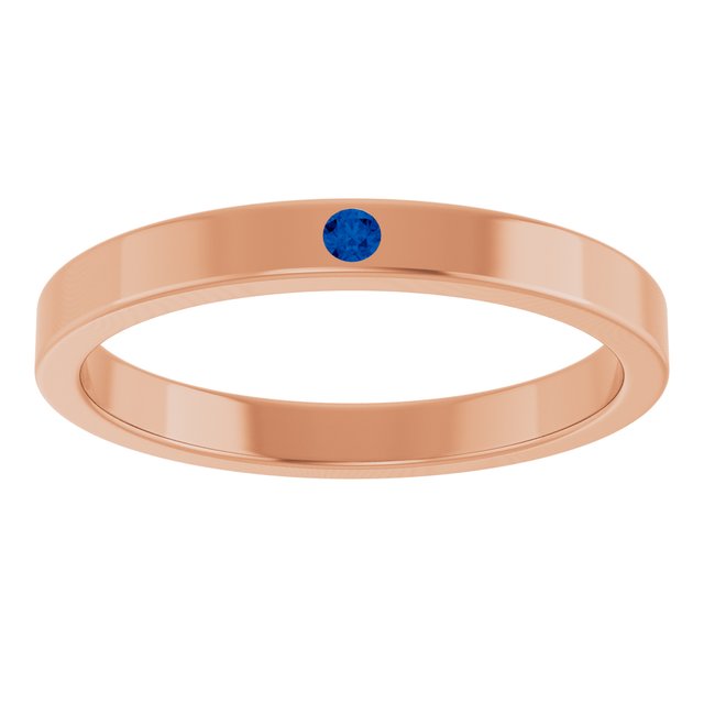 14K Rose Natural Blue Sapphire Family Stackable Ring