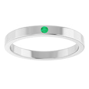 14K White Natural Emerald Family Stackable Ring