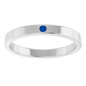 14K White Natural Blue Sapphire Family Stackable Ring