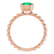14K Rose Lab-Grown Emerald Family Stackable Ring