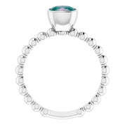 14K White Lab-Grown Alexandrite Family Stackable Ring