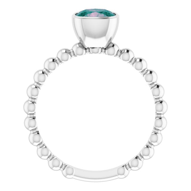 14K White Lab-Grown Alexandrite Family Stackable Ring