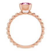 14K Rose Natural Pink Tourmaline Family Stackable Ring