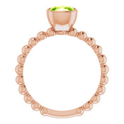 14K Rose Natural Peridot Family Stackable Ring