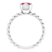 Sterling Silver Natural Pink Tourmaline Family Stackable Ring