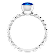 14K White Lab-Grown Blue Sapphire Family Stackable Ring