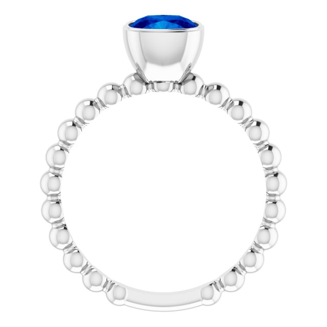 14K White Lab-Grown Blue Sapphire Family Stackable Ring