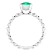 14K White Lab-Grown Emerald Family Stackable Ring