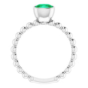 14K White Lab-Grown Emerald Family Stackable Ring
