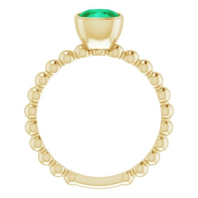 14K Yellow Lab-Grown Emerald Family Stackable Ring