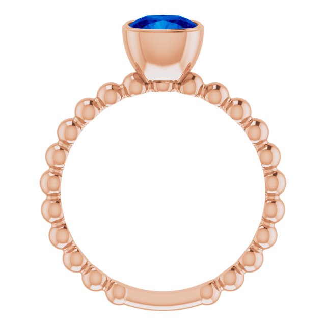 14K Rose Lab-Grown Blue Sapphire Family Stackable Ring