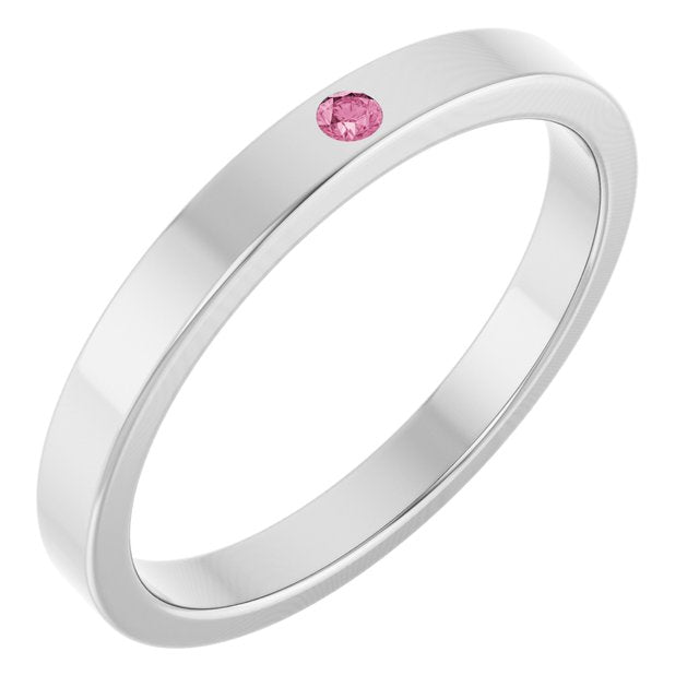 Sterling Silver Natural Pink Tourmaline Family Stackable Ring