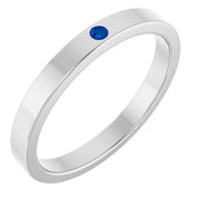 14K White Natural Blue Sapphire Family Stackable Ring