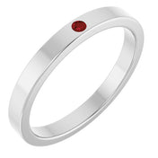 14K White Natural Mozambique Garnet Family Stackable Ring