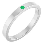 14K White Natural Emerald Family Stackable Ring