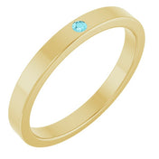 14K Yellow Natural Blue Zircon Family Stackable Ring