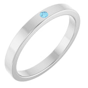 14K White Natural Aquamarine Family Stackable Ring