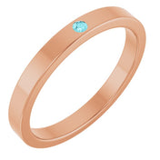 14K Rose Natural Blue Zircon Family Stackable Ring