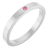 14K White Natural Pink Tourmaline Family Stackable Ring