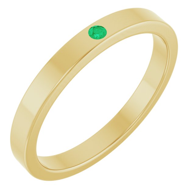 14K Yellow Lab-Grown Emerald Family Stackable Ring