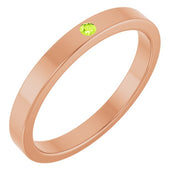 14K Rose Natural Peridot Family Stackable Ring