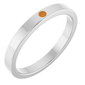 14K White Natural Citrine Family Stackable Ring