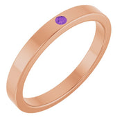 14K Rose Natural Amethyst Family Stackable Ring