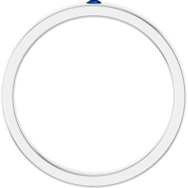 14K White Natural Blue Sapphire Family Stackable Ring