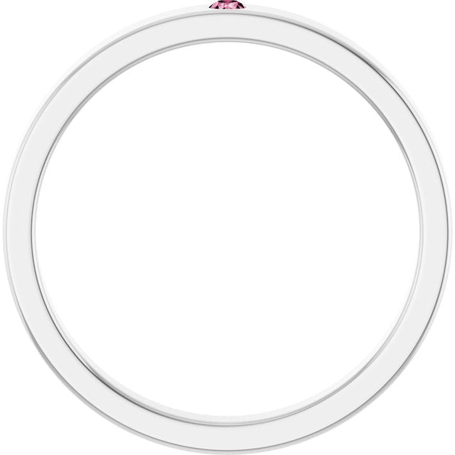 Sterling Silver Natural Pink Tourmaline Family Stackable Ring