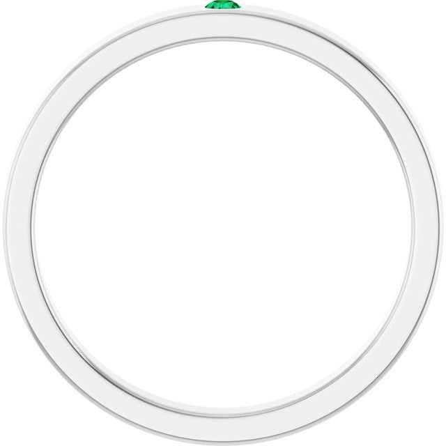 Sterling Silver Natural Emerald Family Stackable Ring
