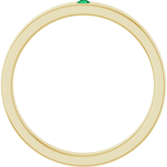 14K Yellow Lab-Grown Emerald Family Stackable Ring