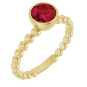 14K Yellow Lab-Grown Ruby Family Beaded Stackable Ring