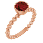 14K Rose Natural Mozambique Garnet Family Beaded Stackable Ring