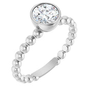 Sterling Silver 9/10 CTW Natural Diamond Family Beaded Stackable Ring