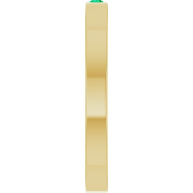 14K Yellow Lab-Grown Emerald Family Stackable Ring
