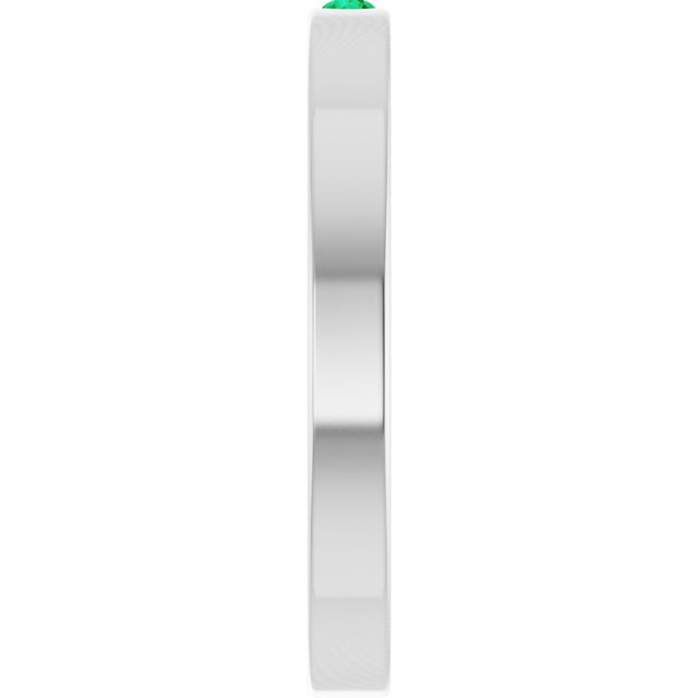 Sterling Silver Natural Emerald Family Stackable Ring