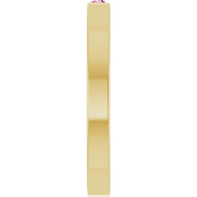14K Yellow Natural Pink Tourmaline Family Stackable Ring